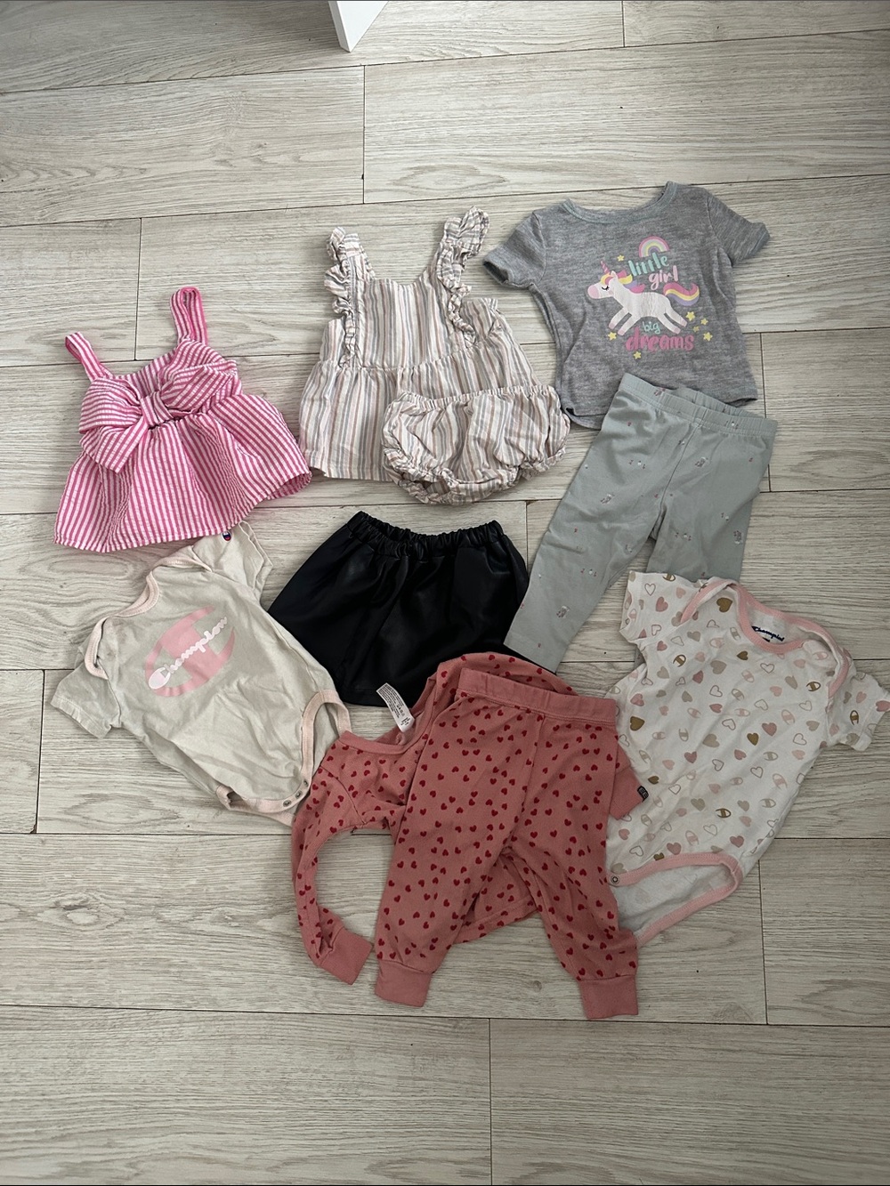 Baby Girl Mixed Clothing Bundle - Pink, Gray, Cream